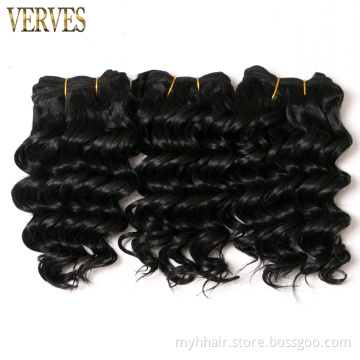 Deep wave 8 inch Black Synthetic Hair weaving 50g/pcs Hair Weaving Bundles Braiding Crochet Hair Extensions